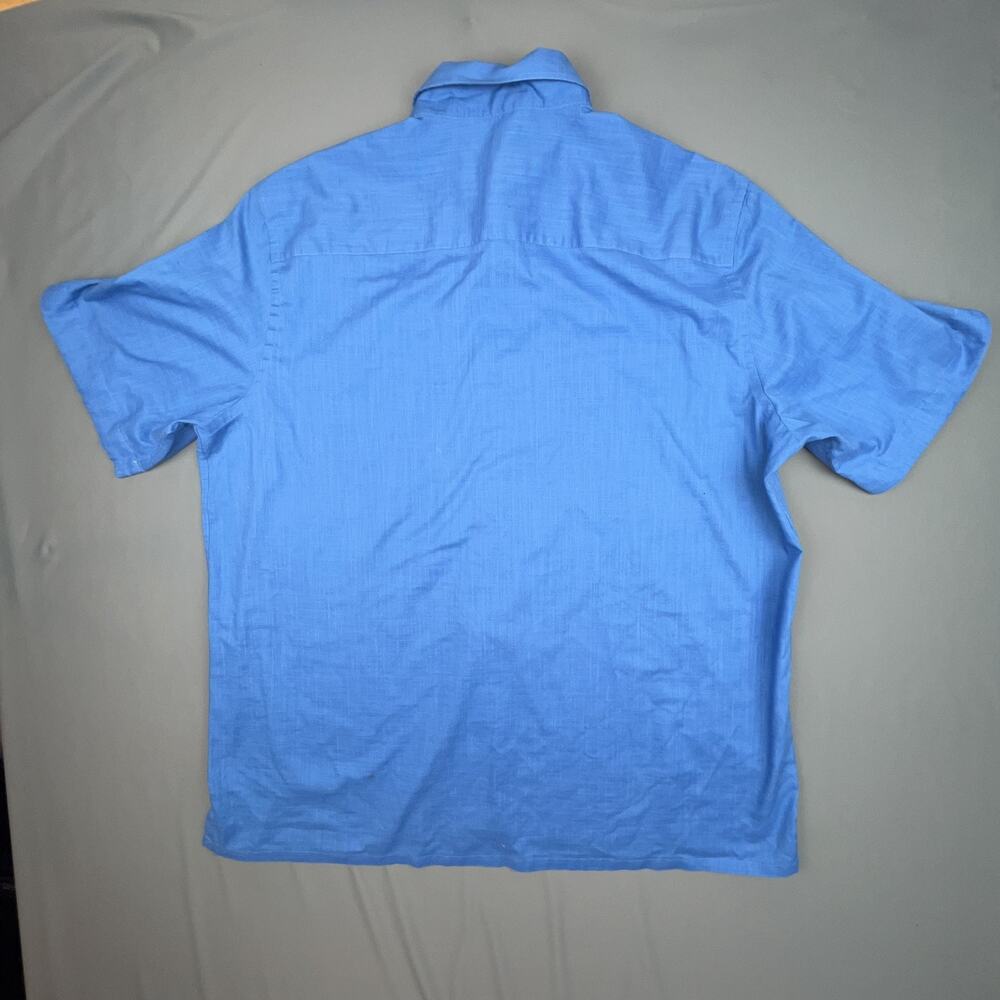 Relaxed Blue Linen-Blend Button Up - Picture 2 of 8